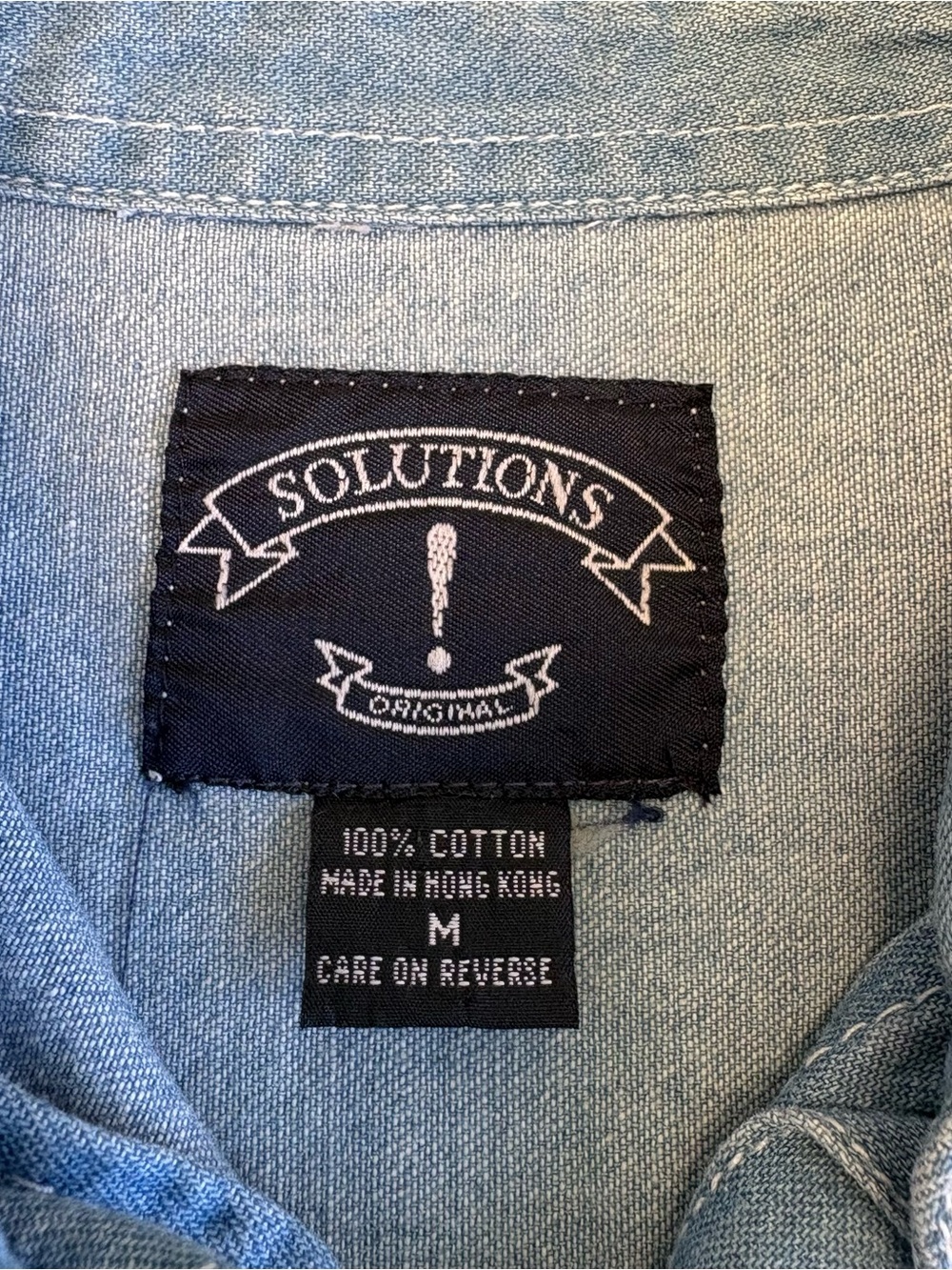 Solutions Original Denim Button Down Blouse with Embroidered Floral - Picture 2 of 5